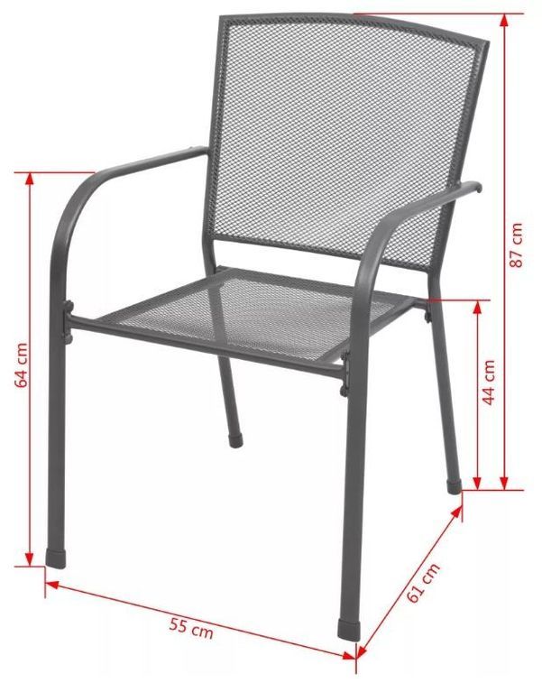 Table carrée et 4 chaises de jardin métal anthracite Brook - Photo n°7