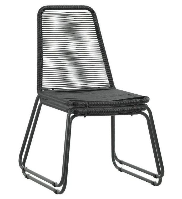 Table carrée et 4 chaises de jardin métal et résine tressée noir Randy - Photo n°2