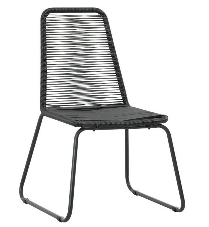 Table carrée et 4 chaises de jardin métal et résine tressée noir Randy - Photo n°3