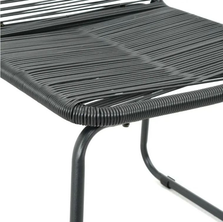 Table carrée et 4 chaises de jardin métal et résine tressée noir Randy - Photo n°4