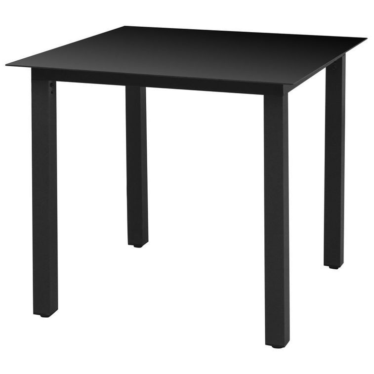 Table carrée et 4 chaises de jardin métal et résine tressée noir Van - Photo n°4