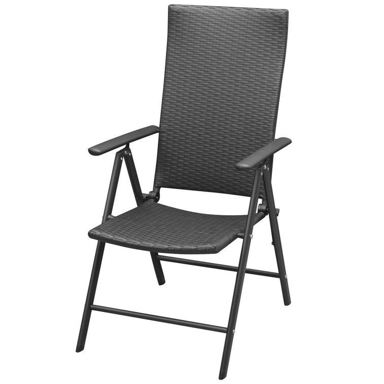 Table carrée et 4 chaises de jardin métal et résine tressée noir Van - Photo n°5
