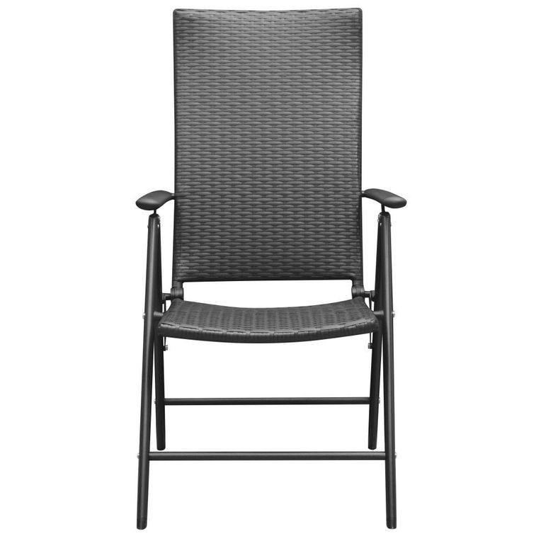 Table carrée et 4 chaises de jardin métal et résine tressée noir Van - Photo n°6