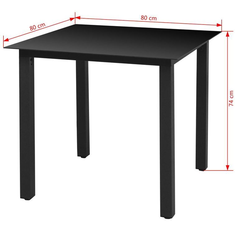 Table carrée et 4 chaises de jardin métal et résine tressée noir Van - Photo n°10