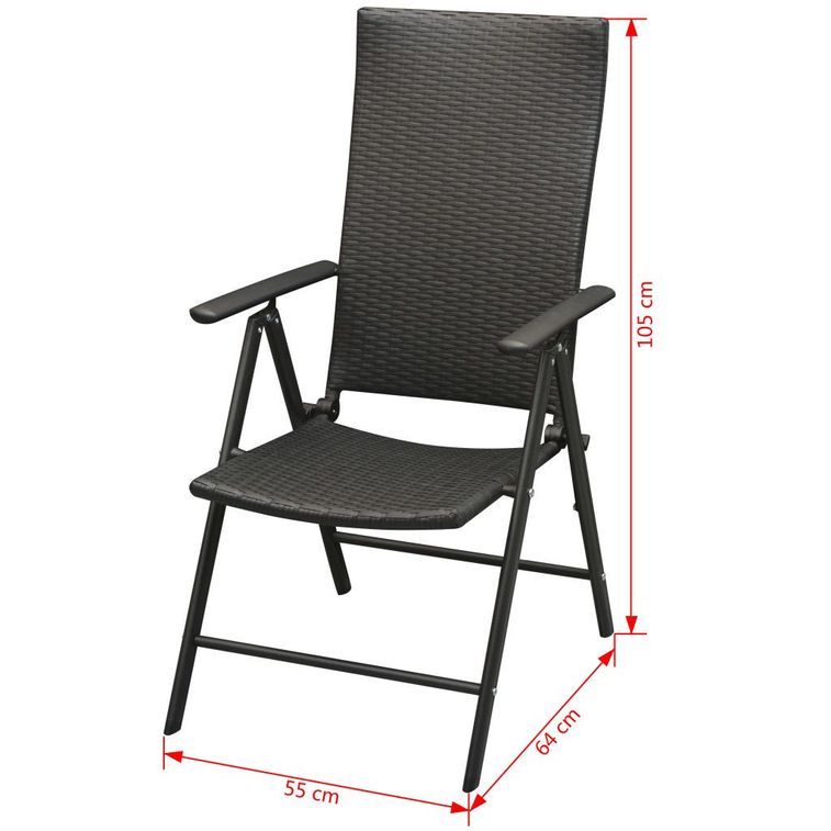 Table carrée et 4 chaises de jardin métal et résine tressée noir Van - Photo n°11