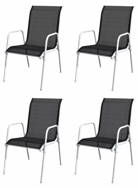Table carrée et 4 chaises de jardin métal gris et noir Bachra - Photo n°3