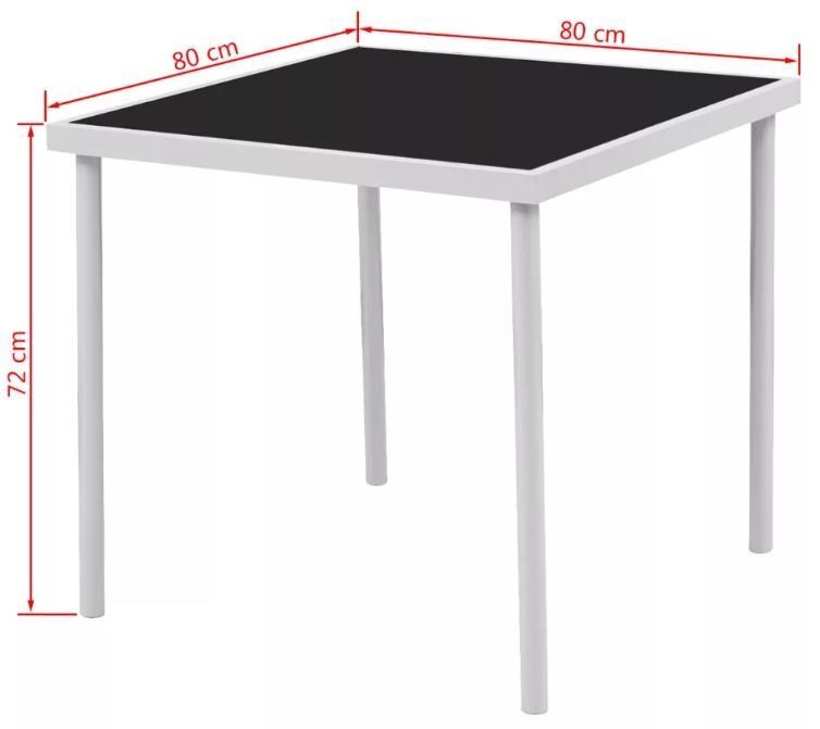 Table carrée et 4 chaises de jardin métal gris et noir Bachra - Photo n°5