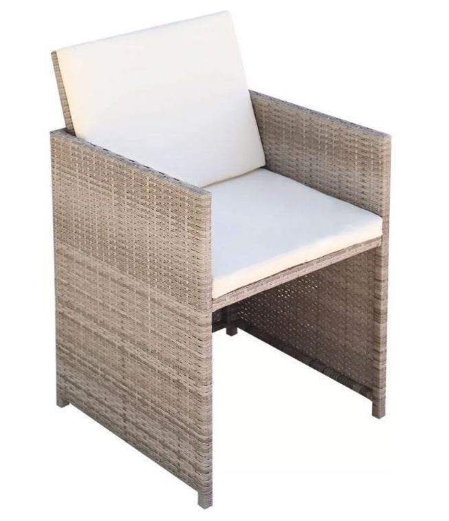 Table carrée et 4 chaises de jardin résine tressée beige Iris - Photo n°6