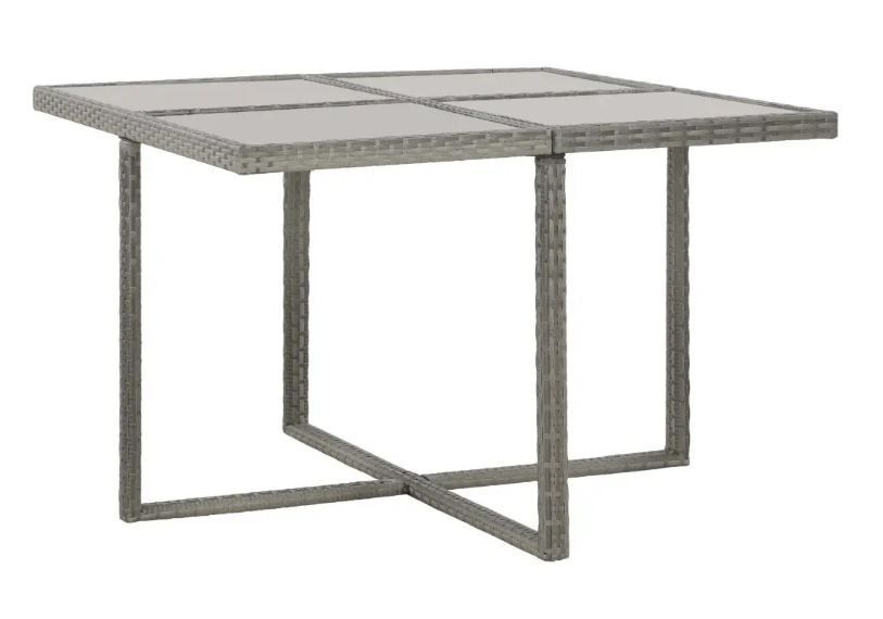 Table carrée et 4 chaises de jardin résine tressée gris Iris - Photo n°3