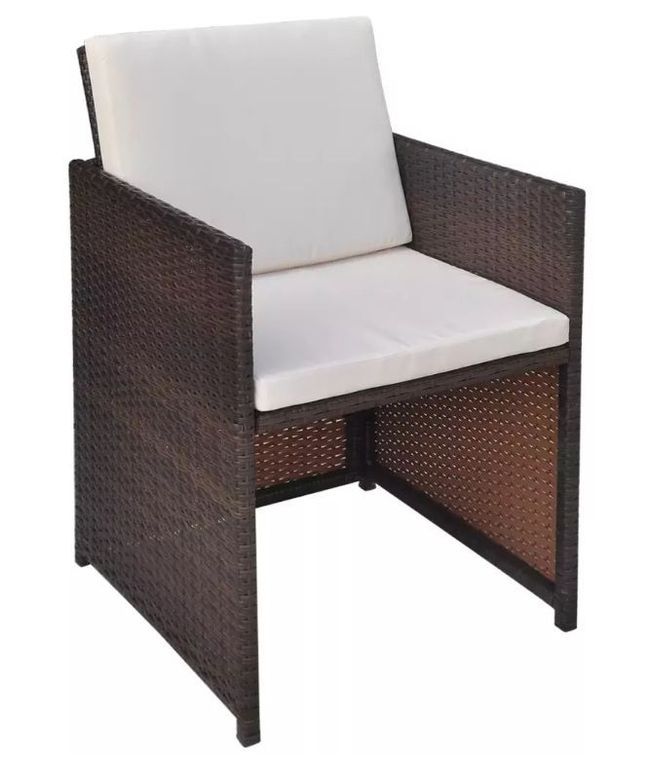 Table carrée et 4 chaises de jardin résine tressée marron Iris - Photo n°7