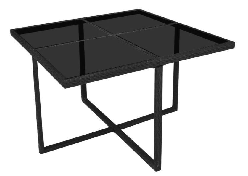 Table carrée et 4 chaises de jardin résine tressée noir Iris 2 - Photo n°6