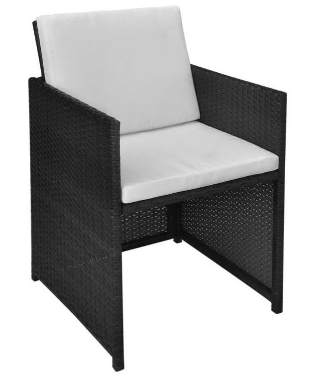 Table carrée et 4 chaises de jardin résine tressée noir Iris 2 - Photo n°7