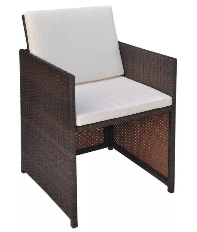 Table carrée et 8 chaises de jardin résine tressée marron Iris - Photo n°4