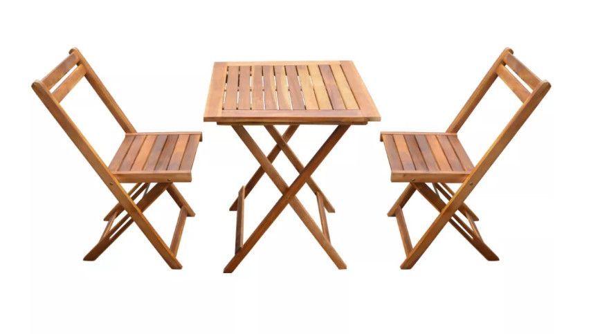 Table carrée et chaise de jardin acacia huilé clair Napoli - Photo n°2