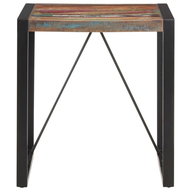 Table carrée industrielle bois recyclé massif et métal noir Vosa 70x70x75 cm - Photo n°2