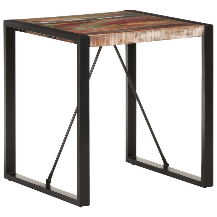 Table carrée industrielle bois recyclé massif et métal noir Vosa 70x70x75 cm - Photo n°7
