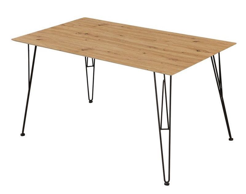 Table chêne clair et pieds métal noir Onac 140 cm - Photo n°1