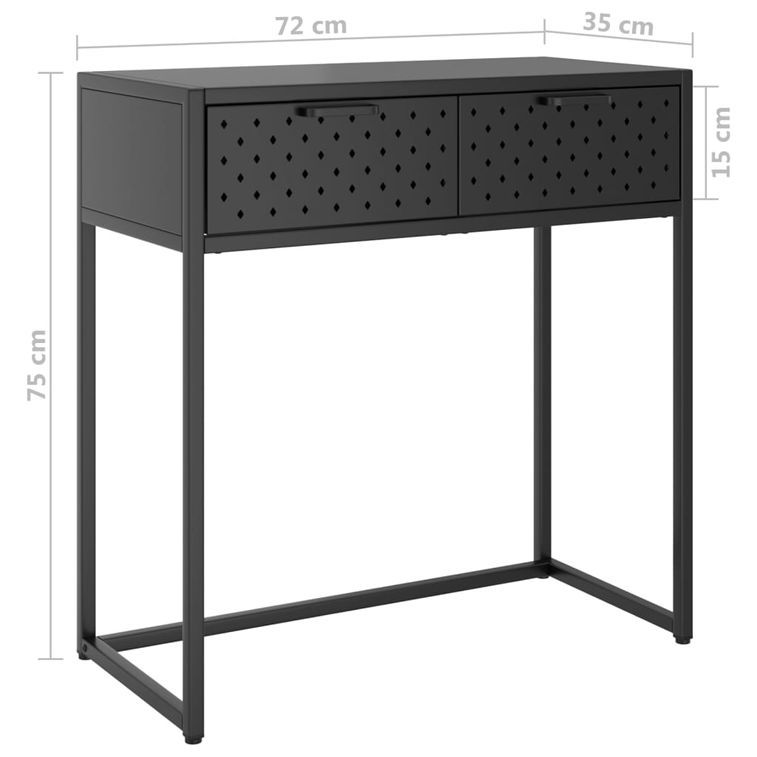 Table console Anthracite 72x35x75 cm Acier - Photo n°9