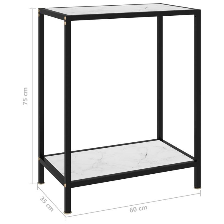Table console Blanc 60x35x75 cm Verre trempé - Photo n°6