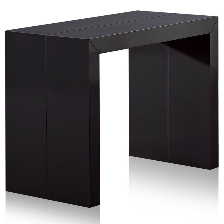 Table console extensible Bois Noir carbone 50 à 200 cm - 10 personnes - Photo n°1