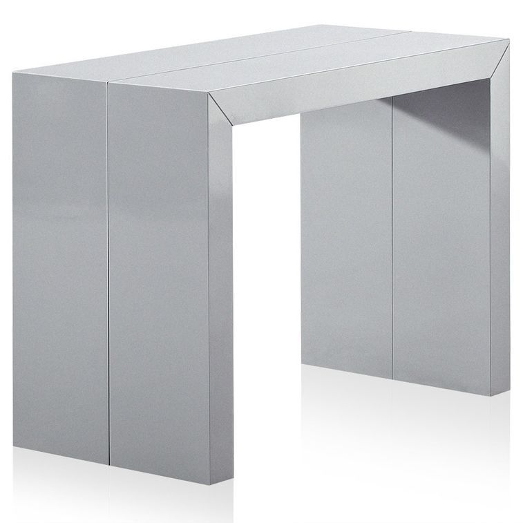 Table console extensible gris et blanc laquée 50 à 200 cm - 10 personnes - Photo n°2