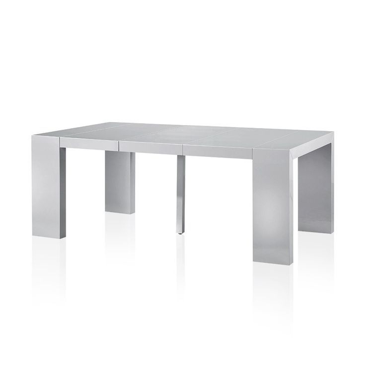 Table console extensible laquée Argent 50 à 200 cm - 10 personnes - Photo n°2