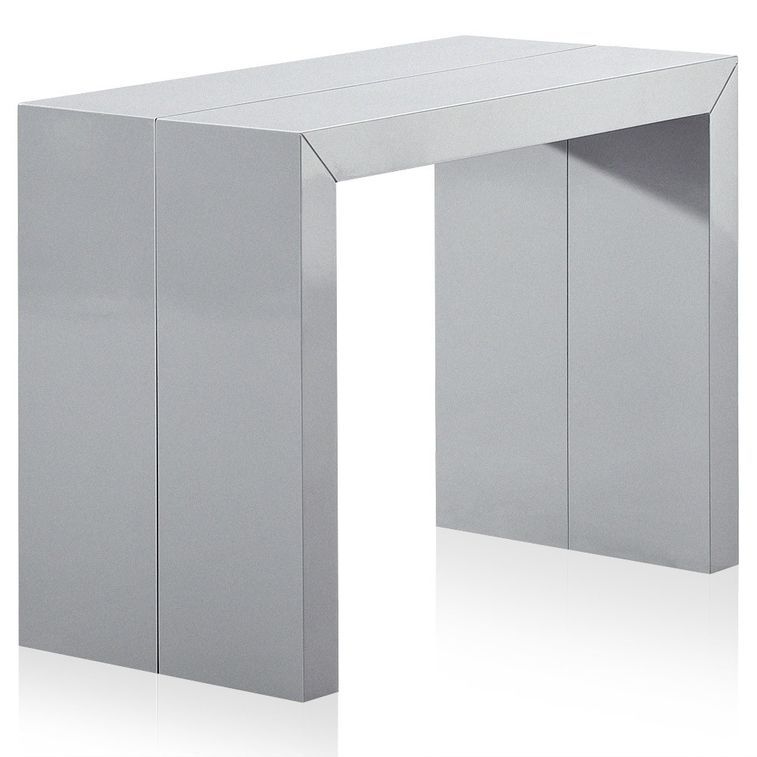 Table console extensible laquée Argent 50 à 250 cm - 12 personnes - Photo n°1