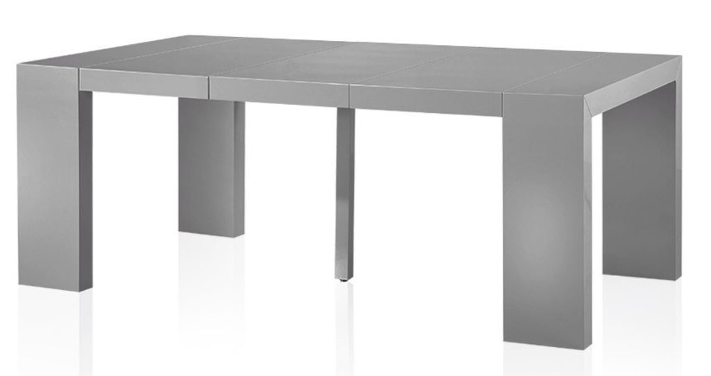 Table console extensible laquée Gris 50 à 200 cm 10 personnes - Photo n°2