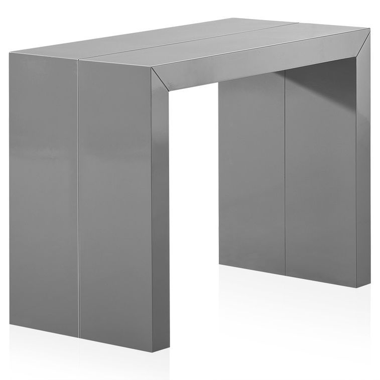 Table console extensible laquée Gris 50 à 250 cm - 12 personnes - Photo n°1