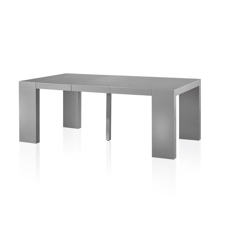 Table console extensible laquée Gris 50 à 250 cm - 12 personnes - Photo n°2