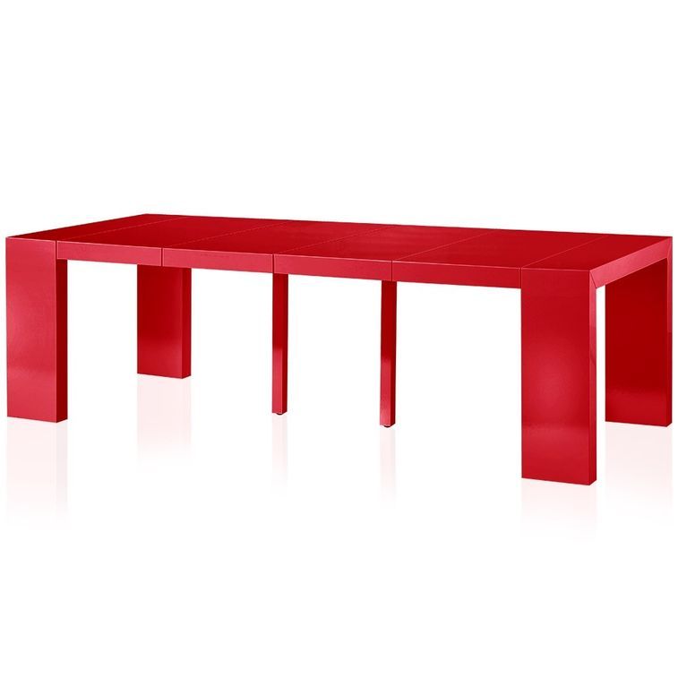 Table console extensible laquée Rouge 50 à 250 cm - 12 personnes - Photo n°3