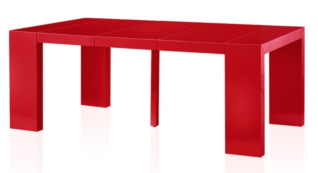 Table console extensible Laquée rouge carbone 50 à 200 cm - 10 personnes - Photo n°2