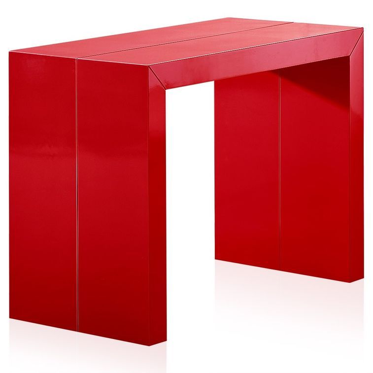 Table console extensible Laquée rouge carbone 50 à 200 cm - 10 personnes - Photo n°1
