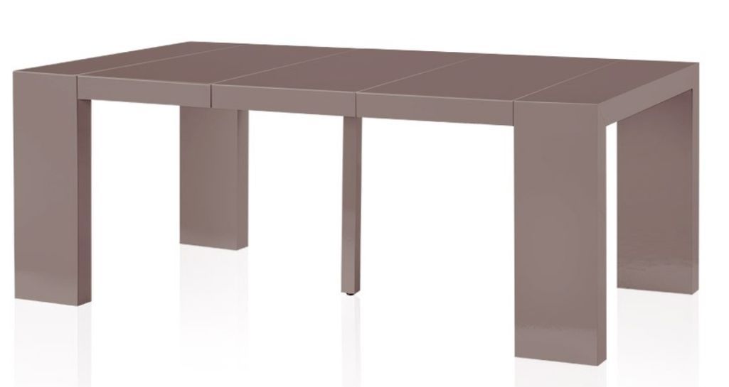 Table console extensible laquée Taupe 50 à 200 cm - 10 personnes - Photo n°2