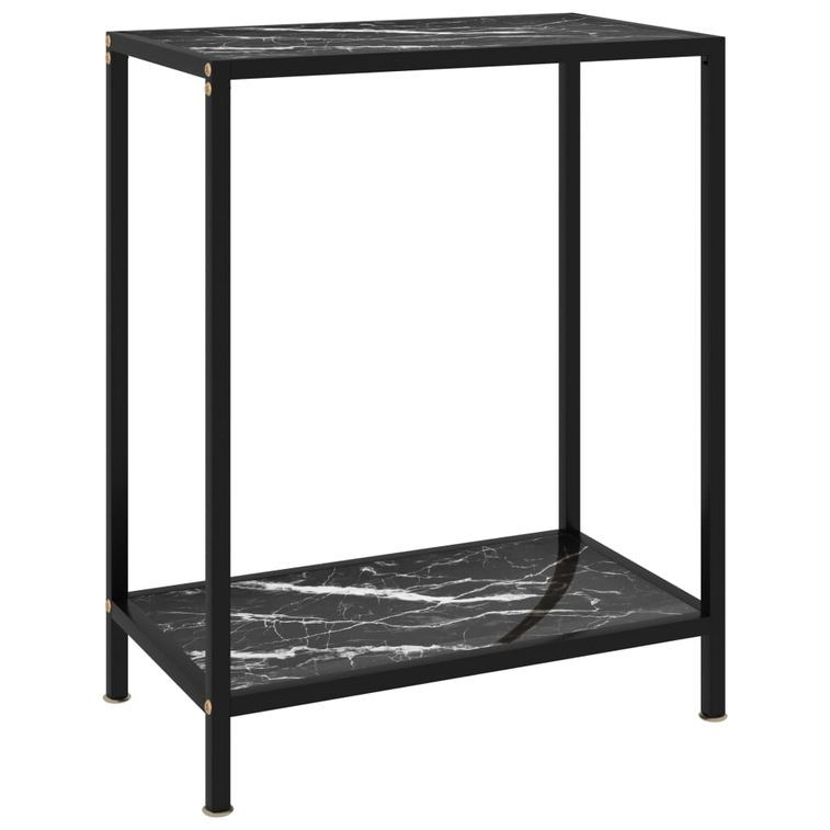 Table console Noir 60x35x75 cm Verre trempé 2 - Photo n°1