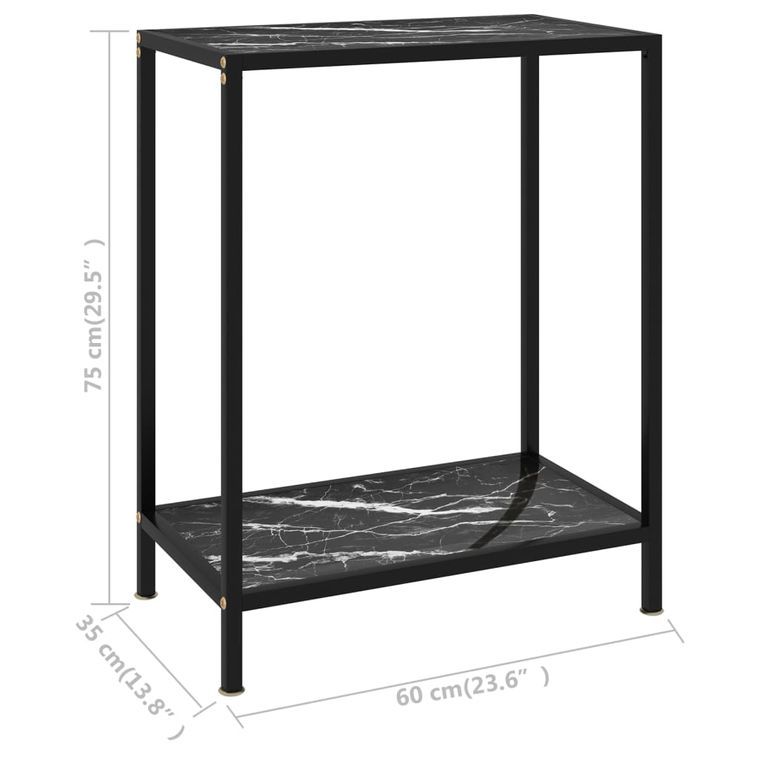 Table console Noir 60x35x75 cm Verre trempé 2 - Photo n°6