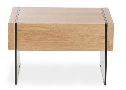 Table d'appoint 1 tiroir bois plaqué Chêne et cotés verre trempé Zinka - Photo n°3
