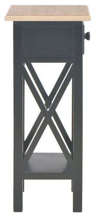 Table d'appoint 1 tiroir pin massif clair et noir Cosa - Photo n°4