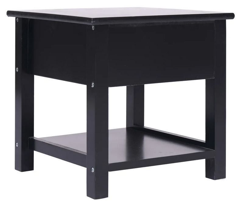 Table d'appoint 2 tiroirs paulownia massif noir Ollier - Photo n°2
