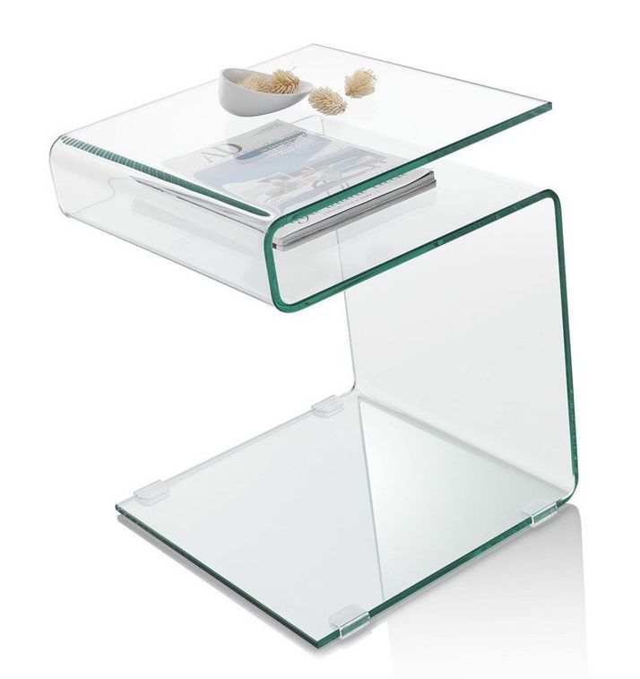 Table d'appoint avec porte-magazine verre transparent Oze - Photo n°2
