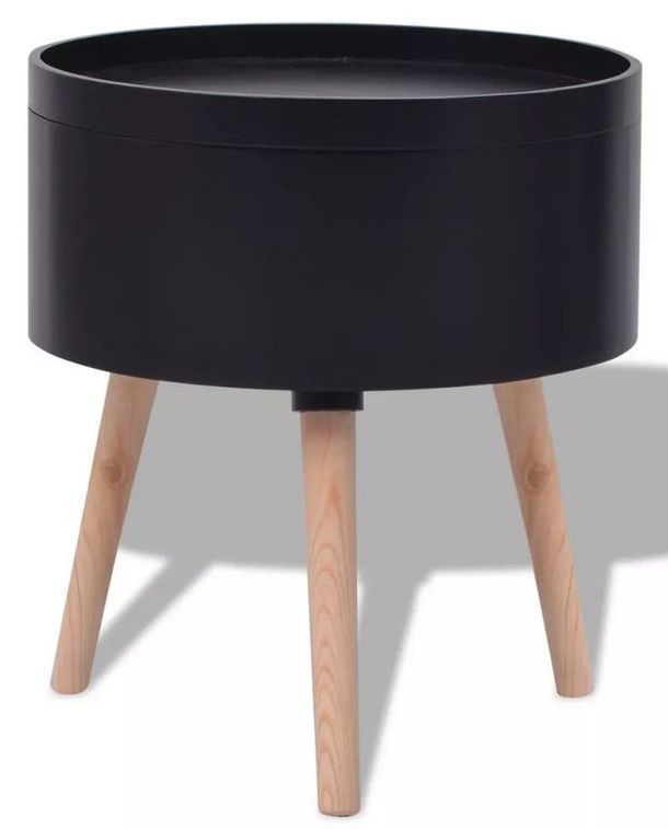 Table d'appoint avec rangement bois noir et pieds pin Oasis - Photo n°2