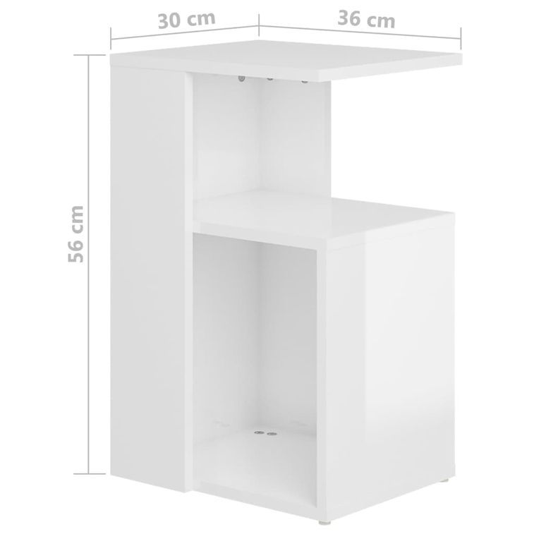 Table d'appoint Blanc brillant 36x30x56 cm - Photo n°6
