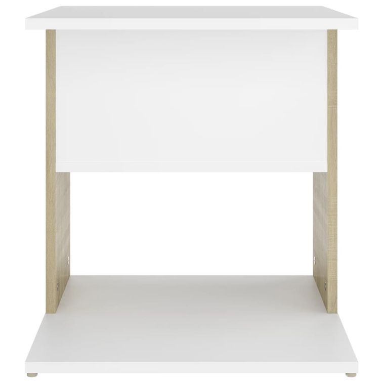 Table d'appoint Blanc et chêne sonoma 45x45x48 cm - Photo n°4