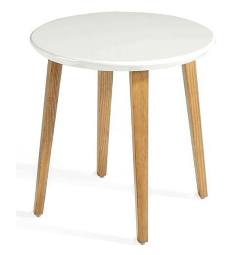 Table d'appoint bois blanc et bois plaqué noyer Manzu - Photo n°1