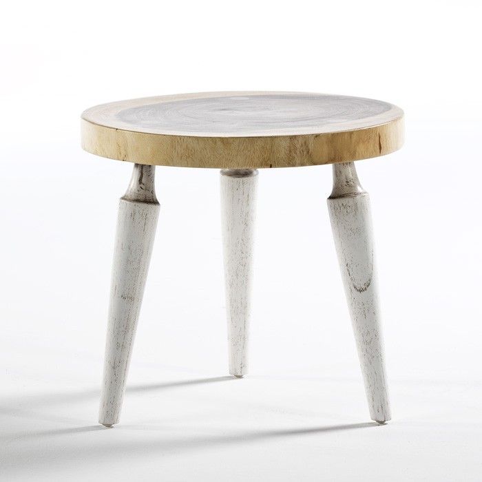 Table d'appoint bois clair et blanc Zoé H 45 cm - Photo n°1