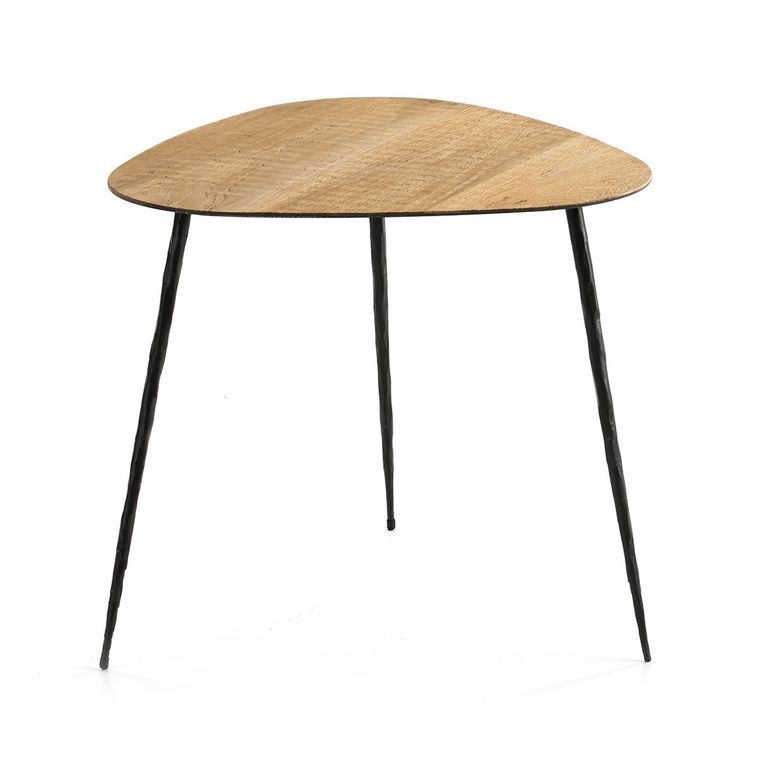Table d'appoint bois clair et métal noir Loft L 50 - Photo n°1