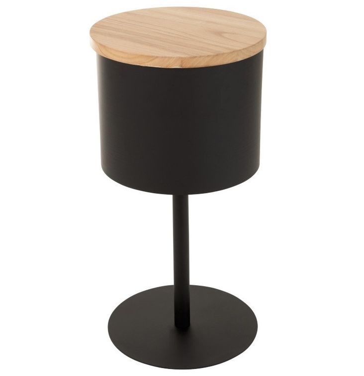 Table d'appoint bois clair et métal noir Ocel H 59 cm - Photo n°1
