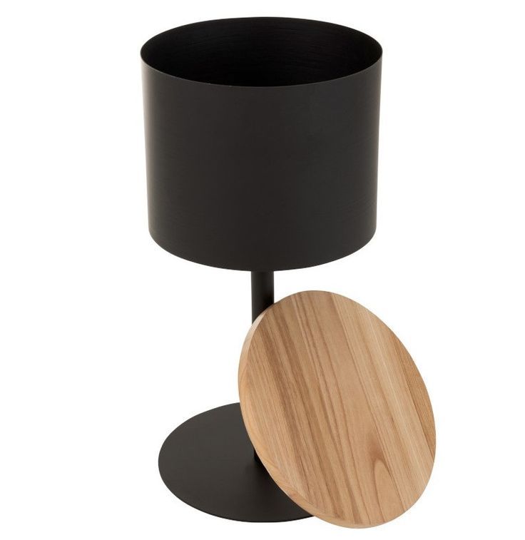 Table d'appoint bois clair et métal noir Ocel H 59 cm - Photo n°2