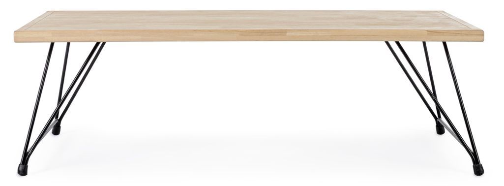 Table basse en bois de l'hévéa blanchi et pieds acier noir Dino 120 cm - Photo n°2