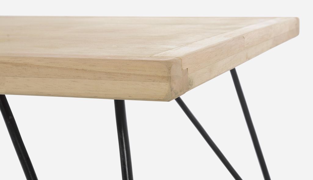 Table basse en bois de l'hévéa blanchi et pieds acier noir Dino 120 cm - Photo n°3